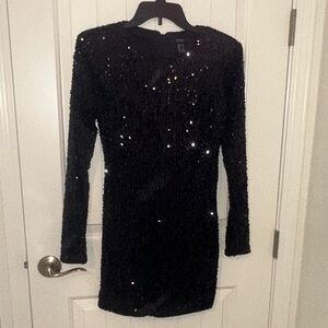 NWOT Forever 21 Black Sequin Dress- S